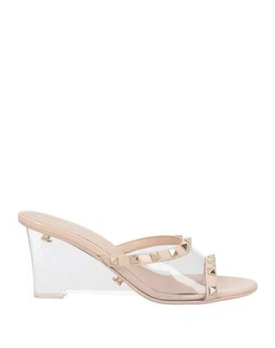 Valentino Garavani Woman Sandals Cream Size 8 Leather, Pvc - Polyvinyl Chloride In White