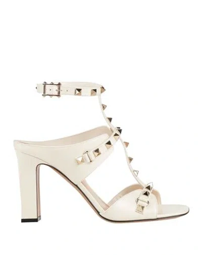 Valentino Garavani Woman Sandals Cream Size 8 Leather In White