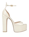 Valentino Tan-go 155 Patent Leather Platform Sandals In White
