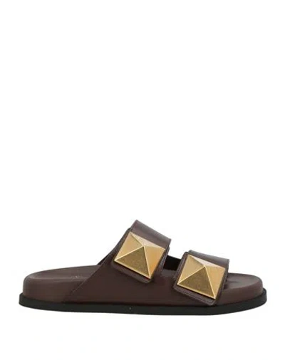 Valentino Garavani Woman Sandals Dark Brown Size 6.5 Leather
