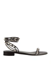 Valentino Garavani Woman Sandals Dark Brown Size 7 Leather, Plastic In Black