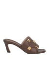 Valentino Garavani Woman Sandals Dark Brown Size 8 Leather