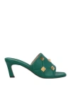 Valentino Garavani Woman Sandals Emerald Green Size 7.5 Leather
