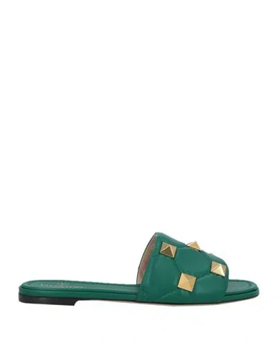 Valentino Garavani Woman Sandals Emerald Green Size 7.5 Leather