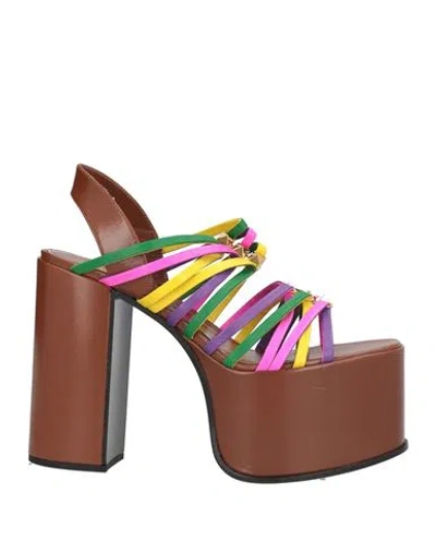 Valentino Garavani Woman Sandals Fuchsia Size 7 Leather In Multi