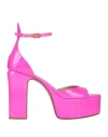 Valentino Garavani Woman Sandals Fuchsia Size 7 Leather In Pink