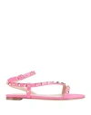 Valentino Garavani Woman Sandals Fuchsia Size 7 Leather In Pink