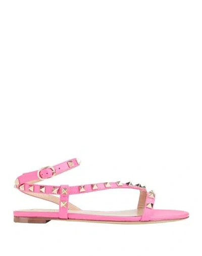 Valentino Garavani Woman Sandals Fuchsia Size 7 Leather In Pink