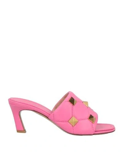 Valentino Garavani Woman Sandals Fuchsia Size 7 Leather In Pink