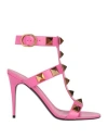 Valentino Garavani Woman Sandals Fuchsia Size 10 Soft Leather In Pink