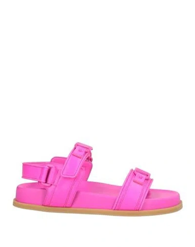 Valentino Garavani Woman Sandals Fuchsia Size 8 Leather In Pink