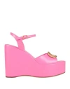 Valentino Garavani Woman Sandals Fuchsia Size 9 Leather In Pink