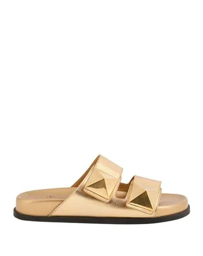 Valentino Garavani Woman Sandals Gold Size 10 Leather