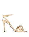 Valentino Garavani Woman Sandals Gold Size 8 Soft Leather In Gold