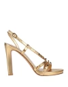 Valentino Garavani Woman Sandals Gold Size 11.5 Soft Leather