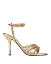 Valentino Garavani Woman Sandals Gold Size 12 Leather In Gold