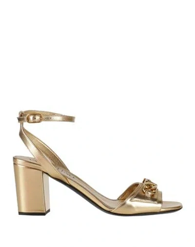 Valentino Garavani Woman Sandals Gold Size 6 Leather