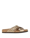 Valentino Garavani Fussfriend Slide Sandal In Metallic Grainy Calfskin 30mm Woman Gold 42 In Gold