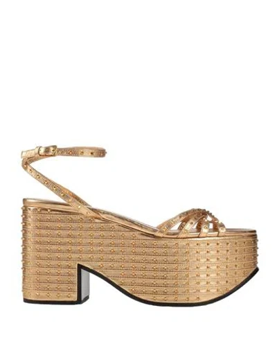Valentino Garavani Woman Sandals Gold Size 7 Soft Leather