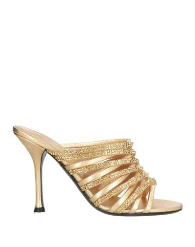 Valentino Garavani Woman Sandals Gold Size 8 Leather