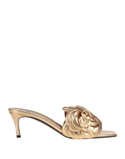 Valentino Garavani Woman Sandals Gold Size 8 Leather