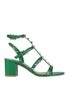 Valentino Garavani Woman Sandals Green Size 5 Leather