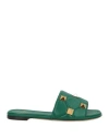 Valentino Garavani Woman Sandals Green Size 8 Leather
