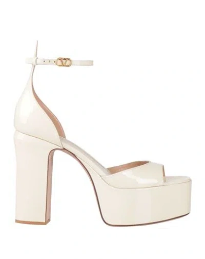 Valentino Garavani Woman Sandals Ivory Size 10 Leather In White