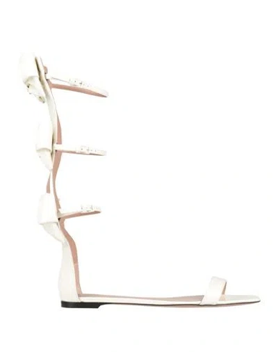 Valentino Garavani Woman Sandals Ivory Size 11 Leather In White