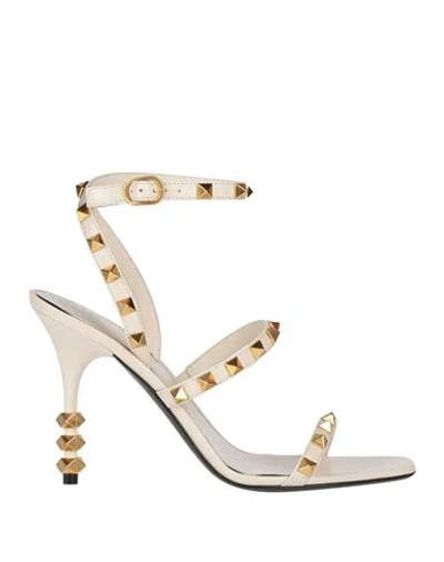 Valentino Garavani Woman Sandals Ivory Size 5 Leather In White