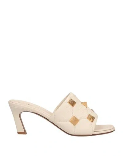 Valentino Garavani Woman Sandals Ivory Size 6 Soft Leather In White