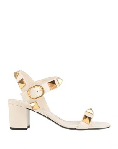 Valentino Garavani Woman Sandals Ivory Size 8 Leather In White