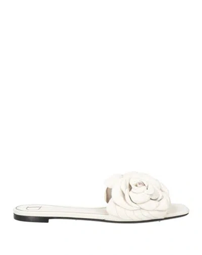 Valentino Garavani Woman Sandals Ivory Size 8 Soft Leather In White