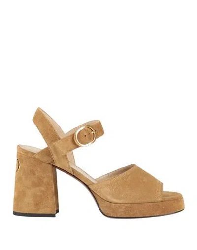 Valentino Garavani Woman Sandals Khaki Size 7 Leather In Brown