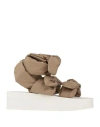 Valentino Garavani Woman Sandals Khaki Size 8 Textile Fibers In Brown