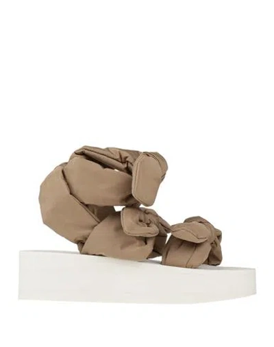 Valentino Garavani Woman Sandals Khaki Size 8 Textile Fibers In Brown
