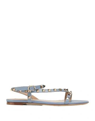 Valentino Garavani Woman Sandals Light Blue Size 6 Leather
