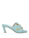 Valentino Garavani Woman Sandals Light Blue Size 7.5 Leather