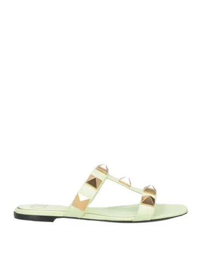 Valentino Garavani Woman Sandals Light Green Size 7 Textile Fibers In Green
