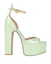 Valentino Vlogo Patent Leather Platform Sandals In Green