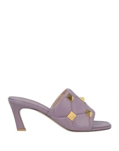 Valentino Garavani Woman Sandals Lilac Size 8 Leather In Purple