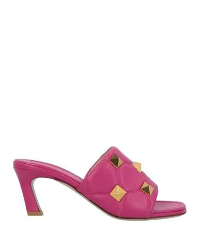 Valentino Garavani Woman Sandals Magenta Size 6 Leather In Purple