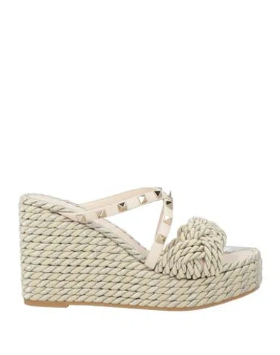 Valentino Garavani Woman Espadrilles Off White Size 5 Leather, Textile Fibers