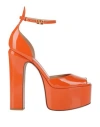 Valentino Garavani Woman Pumps Orange Size 6.5 Soft Leather