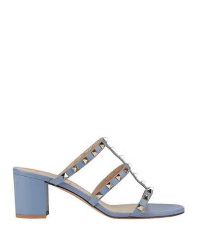 Valentino Garavani Woman Sandals Pastel Blue Size 8.5 Leather