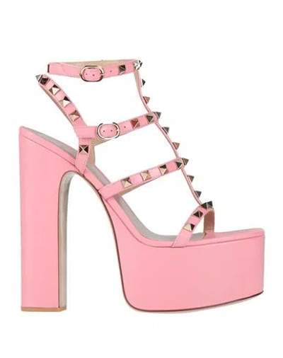 Valentino Garavani Woman Sandals Pink Size 10 Soft Leather