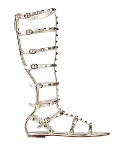 Valentino Garavani Woman Sandals Platinum Size 7 Leather