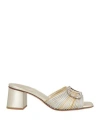 Valentino Garavani Woman Sandals Platinum Size 7.5 Leather In Neutral