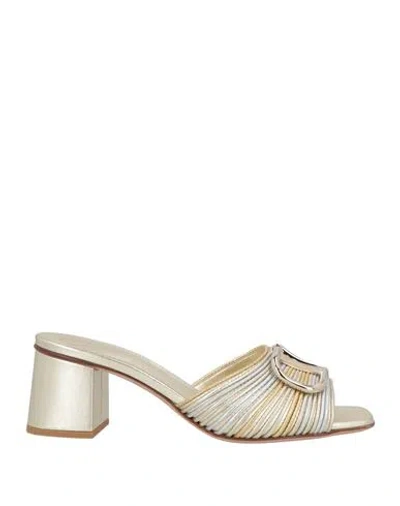 Valentino Garavani Woman Sandals Platinum Size 7.5 Leather In Neutral
