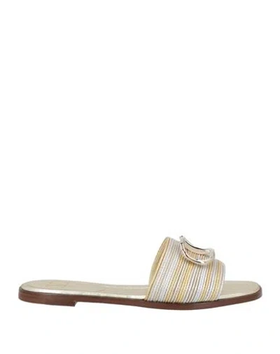 VALENTINO GARAVANI VALENTINO GARAVANI WOMAN SANDALS PLATINUM SIZE 8 LEATHER